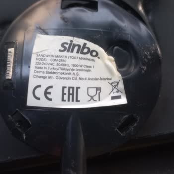 Sinbo SSM-2550 Sandviç Makinesinde Termostat Arızası Yangın Tehlikesi Oluşturdu