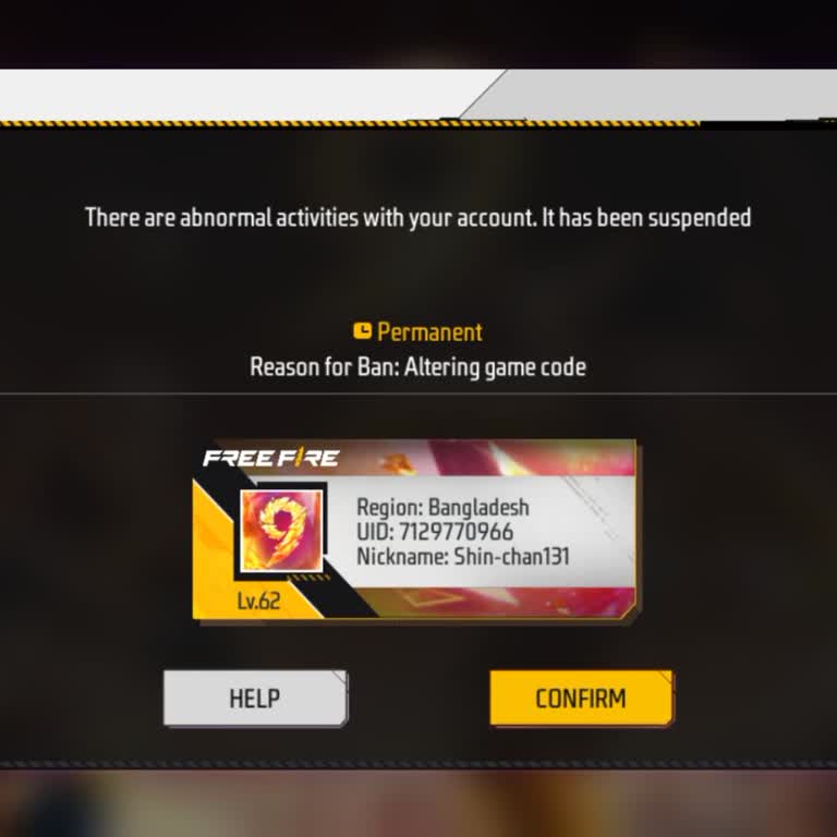 Free Fire UID Permanently Banned for Altering Game Code