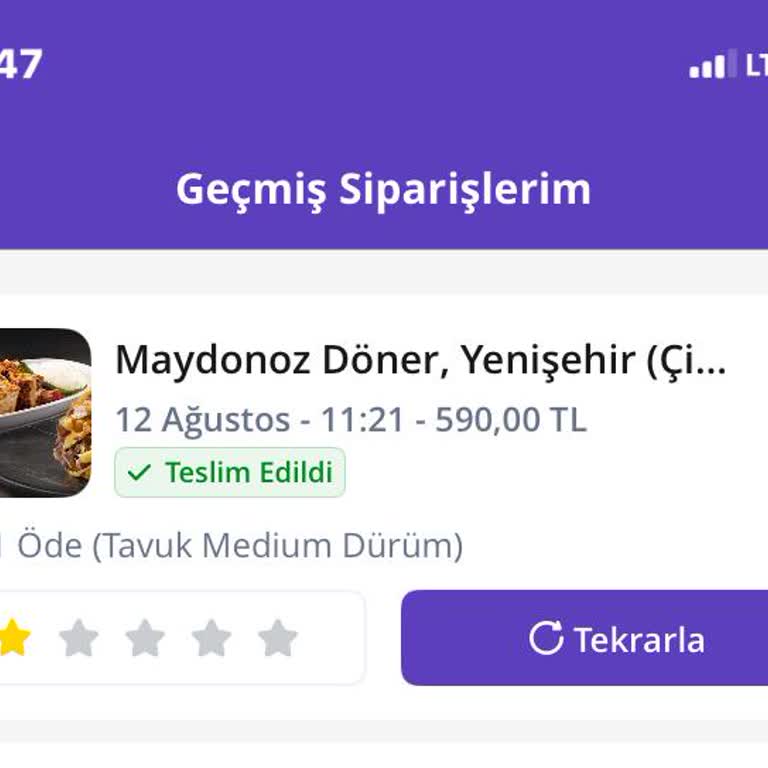 Getir Yemek’te İptal Talebimin Göz Ardı Edilmesi Ve 590 TL Geri Ödeme Talebi