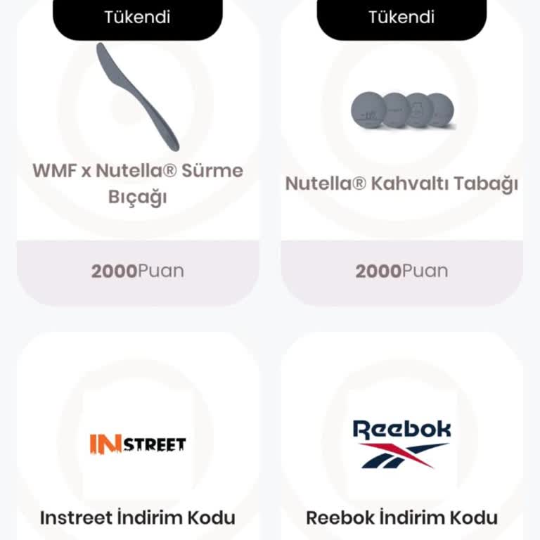 Nutella Uygulamasında Puanlarım Stok Sorunu Nedeniyle Kullanılamıyor