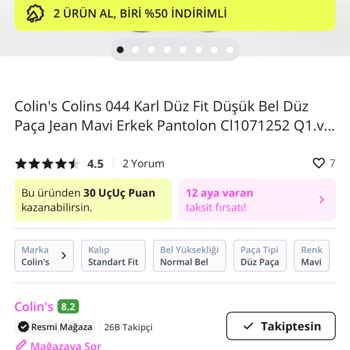 Colin's Markalı Kot Pantolonun Kısa Sürede Yırtılması
