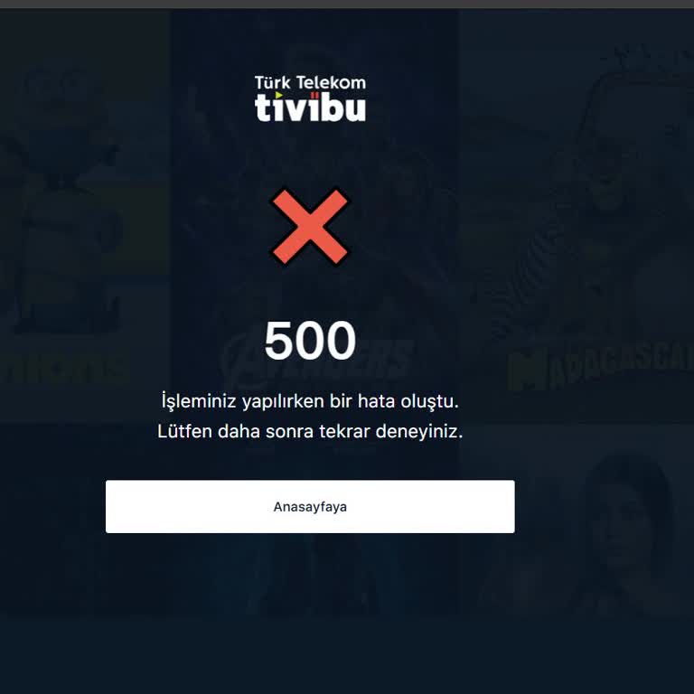 Tivibu Hizmet Satın Alımında 500 Hata Kodu Ve Erişim Engeli