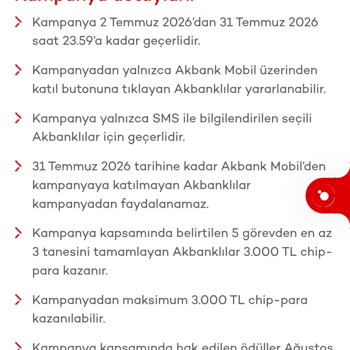 Akbank'ta 3.000 TL Chip-Parası Havale Şartı Yanlış Değerlendirildi