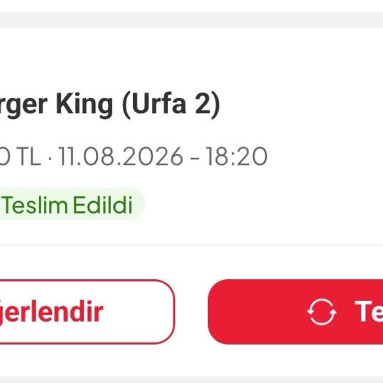 Burger King Teslim Edilmediği Şikayetinde 960 TL Geri İade Talebi