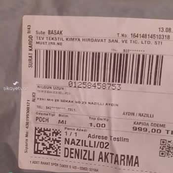 Tev Tekstil Şikayetçiyim, Yanlış Ürün Geldi!