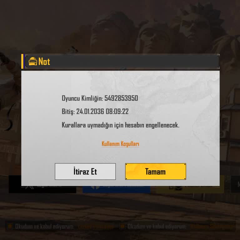 PUBG Mobile Hesabımın İzinsiz Girişi Ve Hile Nedeniyle Verilen 10 Yıllık Ban