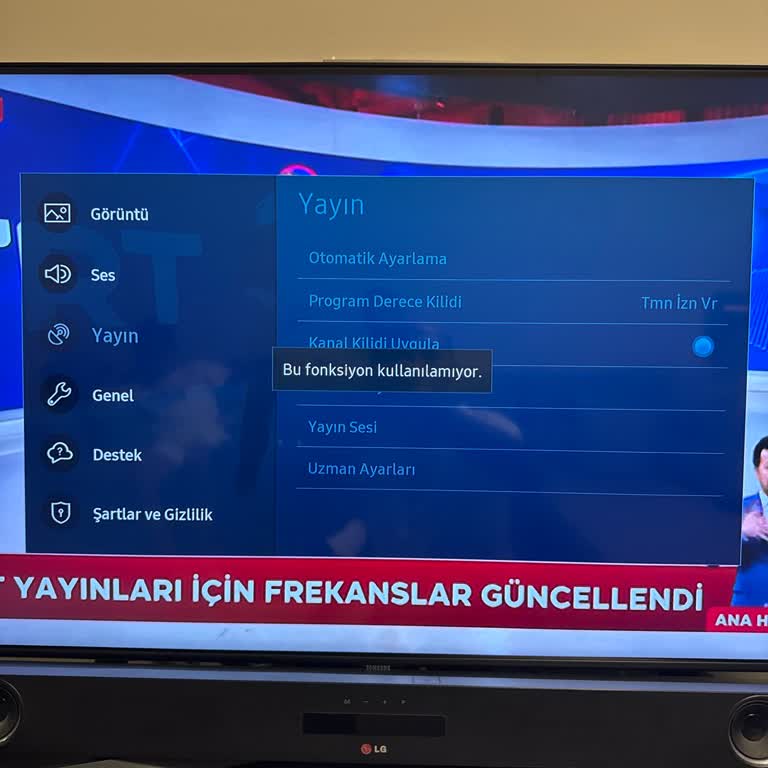 Samsung Televizyonda Yayın Ayarları Menüsü Çalışmıyor