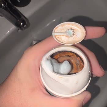 Satin Care Shave Gel Canister Rusts Near Foam Dispenser in Bathroom