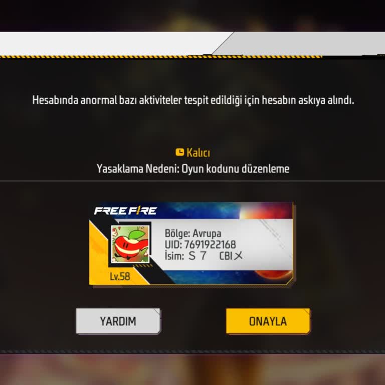 Free Fire Hesabım Haksız Kalıcı Banı İçin İnceleme Ve Ban Kaldırma Talebi