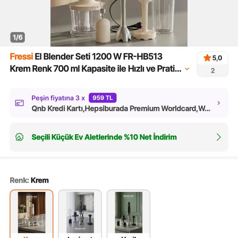 Hepsiburada’da Alınan Fressi El Blender Seti İçin Fiyat Farkı İadesi Talebi