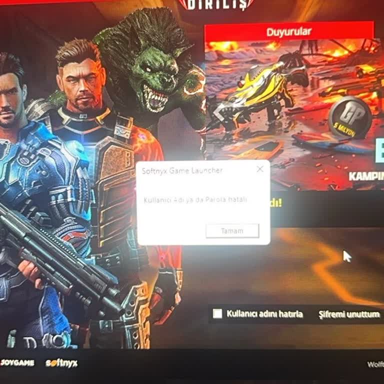 Wolfteam Hesabına Giriş Sorunu Ve Parola Hatası