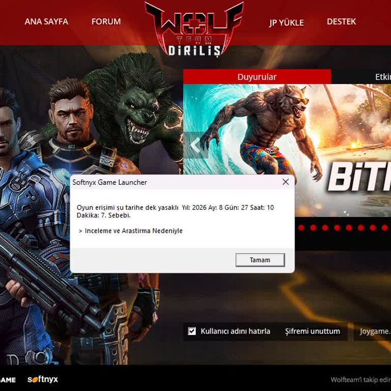 Joygame Wolfteam Hesabımda Haksız İnceleme Nedeniyle Ban Ve Geri Dönüş Talebi
