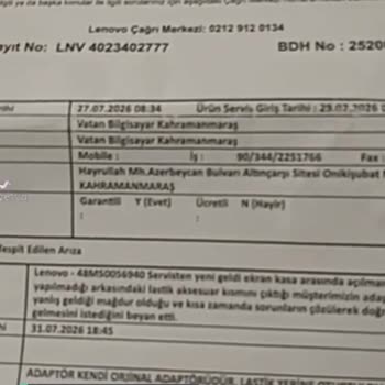 Lenovo Laptop Sağlam Gitti Bozuk Geldi