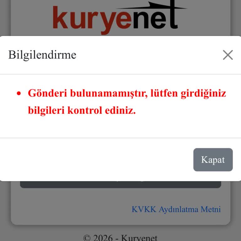 Kuryenet Üzerinden Gönderi Takibi Çalışmıyor, Kartım Teslim Edilemedi