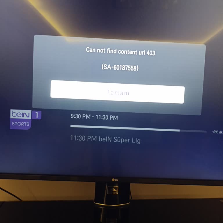 LG WebOS TV'de Bein Sports 1'de 403 Hatası, Müşteri Hizmetlerine Ulaşılamıyor