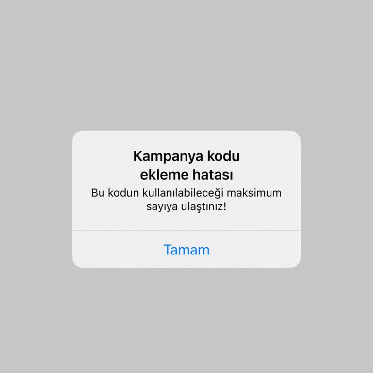 Maksimum Kullanım Sayısı Hatası Nedeniyle Hediye Kahve Kodları Çalışmıyor