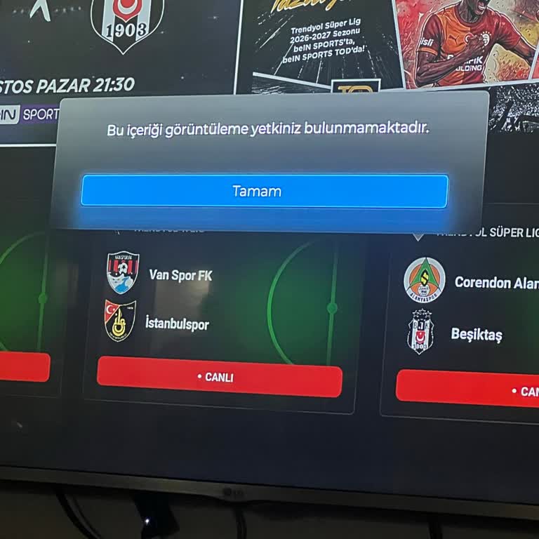 Tod Uygulamasında Maç İzlerken Görüntü Donması Ve Yetki Hatası Şikayeti