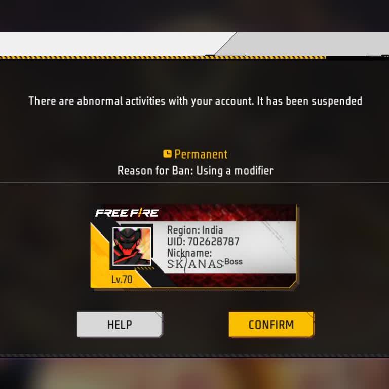 Garena Free Fire "Using a Modifier" Message