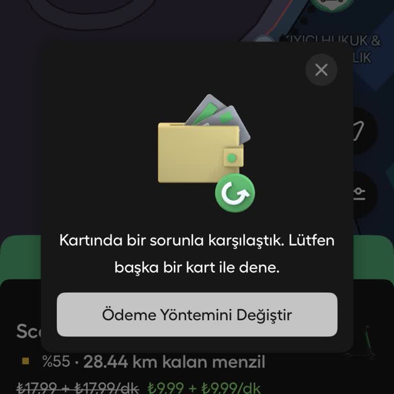 Martı Cüzdan Bakiyesiyle Scooter Başlatılamıyor, Kart Hatası
