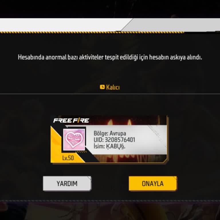 Sebepsiz Kalıcı Ban Ve Free Fire Hesabımın Kapatılması