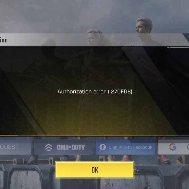 I Cannot Log Into Call of Duty Mobile Due to Authorization Error 270FD8