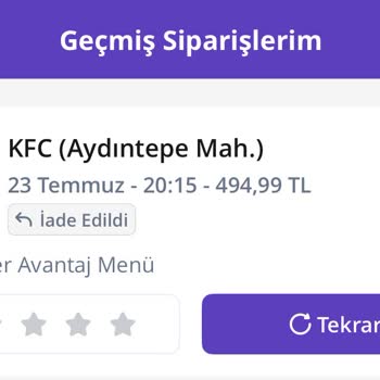 Teslim Edilmeyen KFC Siparişi Ve Kötü Kokulu Su Şişeleri İçin İade Ve İnceleme Talebi