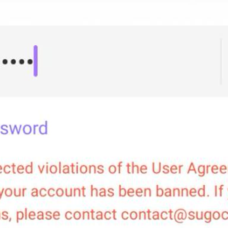 Sugo Account Banned for User Agreement Violation