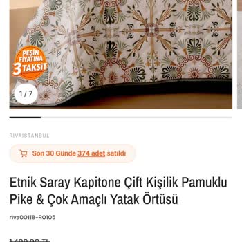 Rivaistanbul’da Renk Ve Koku Sorunu Olan Yatak Örtüsü Ve Fiyat Düşüşü Nedeniyle İade Reddedildi