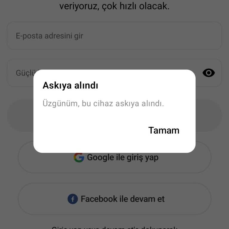 Hornet Uygulamasında Cihaz Askıya Alındı Uyarısı Girişi Engelliyor