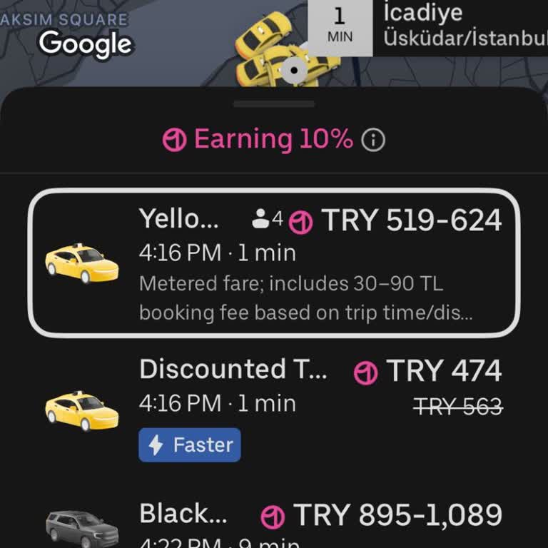 Uber’da Görüntülenen Tahmini Fiyatı Aşan 1250 TL Ücret Talebi