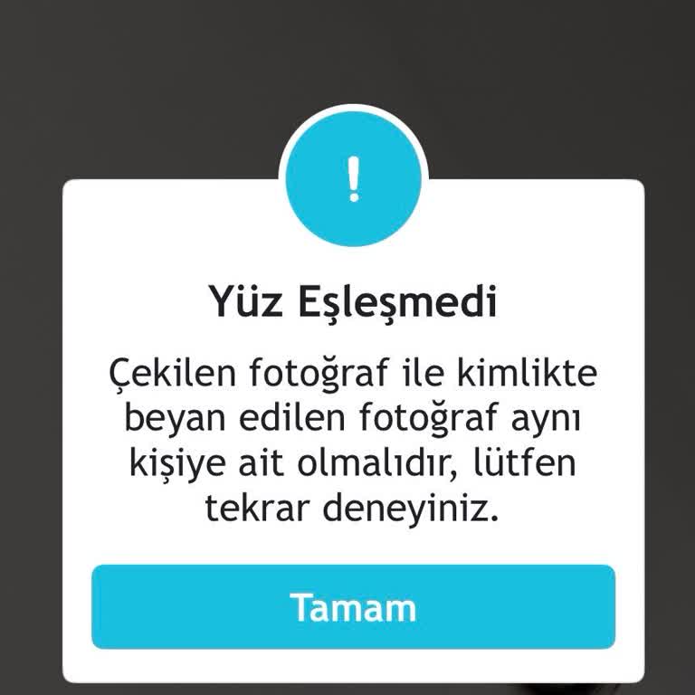 Yüz Tanıma Sisteminde Kimlik Fotoğrafı Uyumsuzluğu Nedeniyle Hesap Doğrulama Sorunu