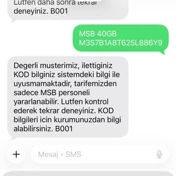 MSB40 Tarifi Uygulanmadığı İçin Hizmet Kesintisi Ve Fatura Sorunu