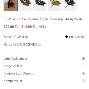 Uygulamadaki Yanlış Stok Bilgisi Nedeniyle LCW Steps Ayakkabıyı Alamadım