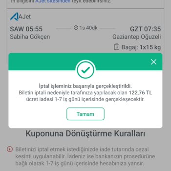 Sistem Hatası Nedeniyle Bilet Aktifleştirilemiyor Ve İade Gelmedi