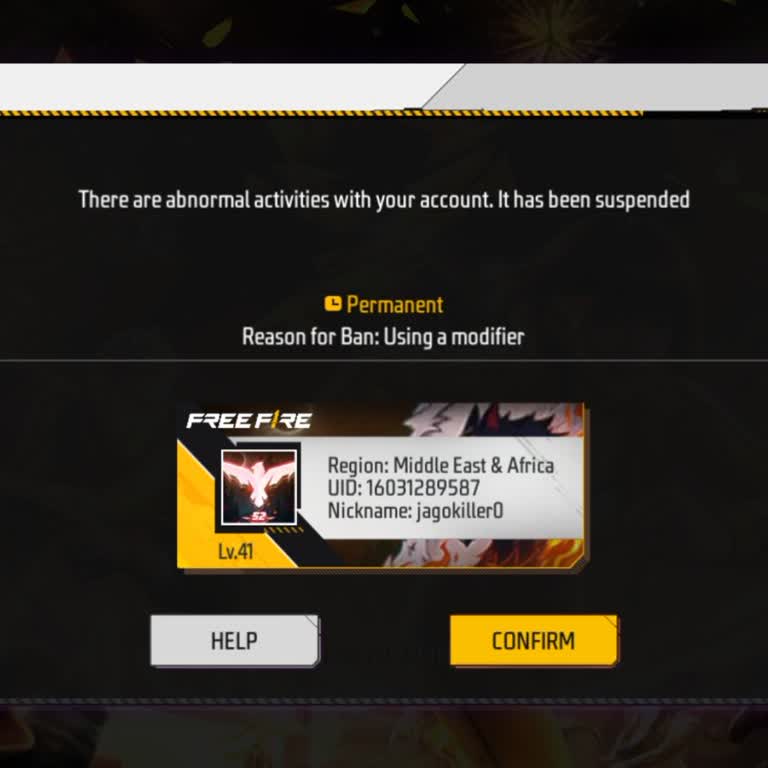 Free Fire Permanently Suspended for Modifier: Ban Appeal Request