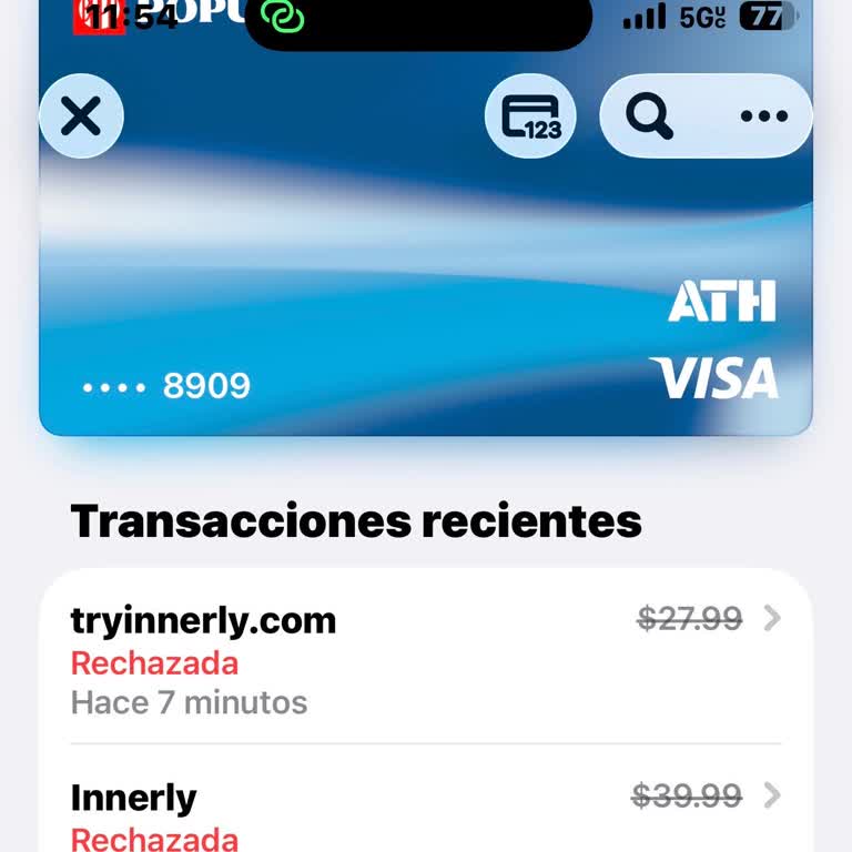Intentos de cobro indebido por Innerly, solicito bloqueo de cargos futuros