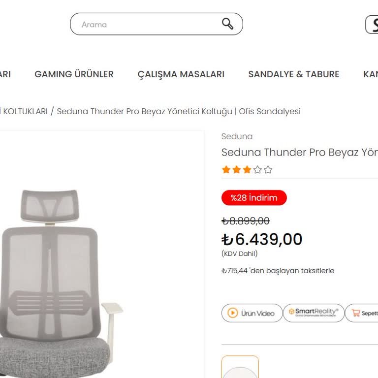 Seduna Thunder Pro Koltuğunda 3 Bin Liralık Aşırı Fiyat Farkı