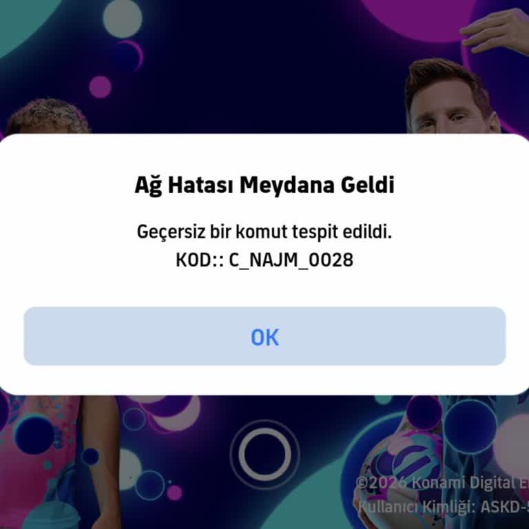 Iphone Cihazında Efootball Girişinde Ağ Hatası Ve C_NAJM_0028 Kodu