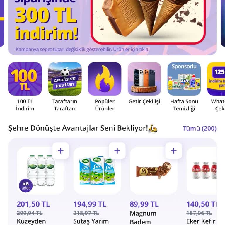 Getir'de Algida 300 TL İndirimi Yansımadı, Müşteri Hizmetinden Çözüm Bekliyor