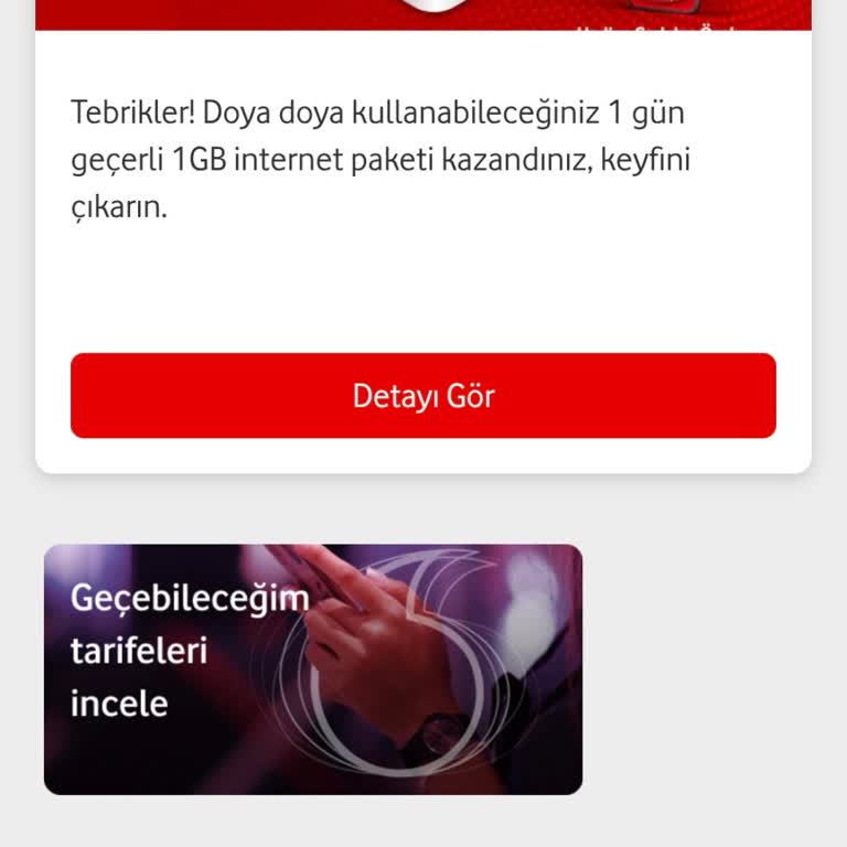 Vodafone Yanımda Hediye Çarkı'ndan Gelen 1 GB İnternet Tanımlanmadı