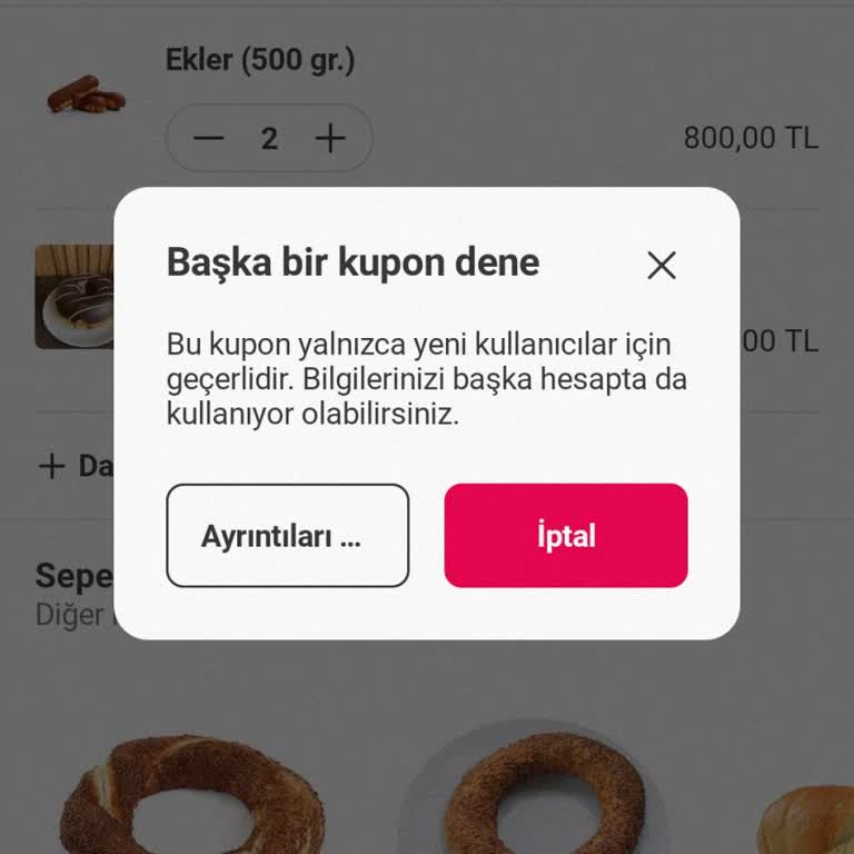 Yemeksepeti'nde Aktif Hesapta Kupon Kullanamama