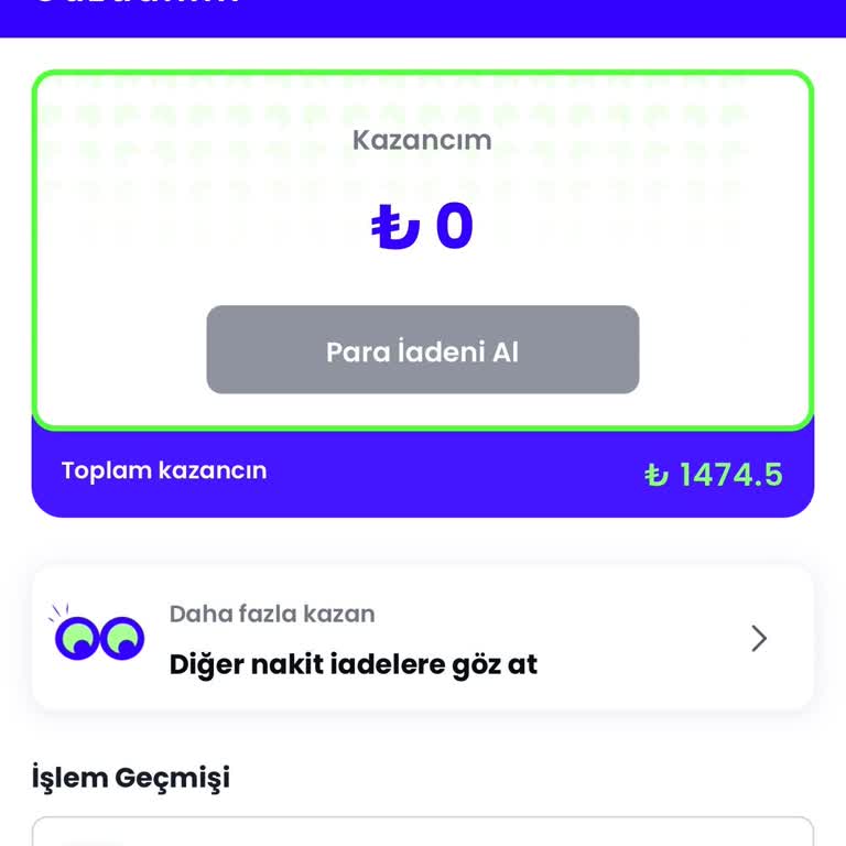 Banabak Uygulamasında 1474,5 TL Nakit Hesaba Aktarılamıyor Ve Destek Yanıt Vermiyor