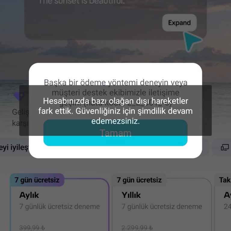Capcut Abonelik Satın Alımında Güvenlik Engeli İşlemi Tamamlayamıyorum