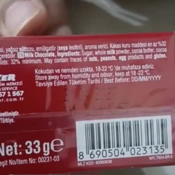 Ülker Sütlü Çikolata Son Kullanma Tarihi 21.04.2027