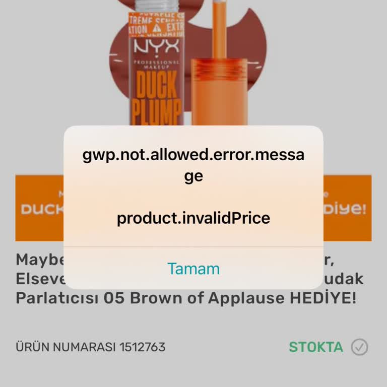 Watsons Uygulamasında NYX Hediye Ürün Ekleme Hatası