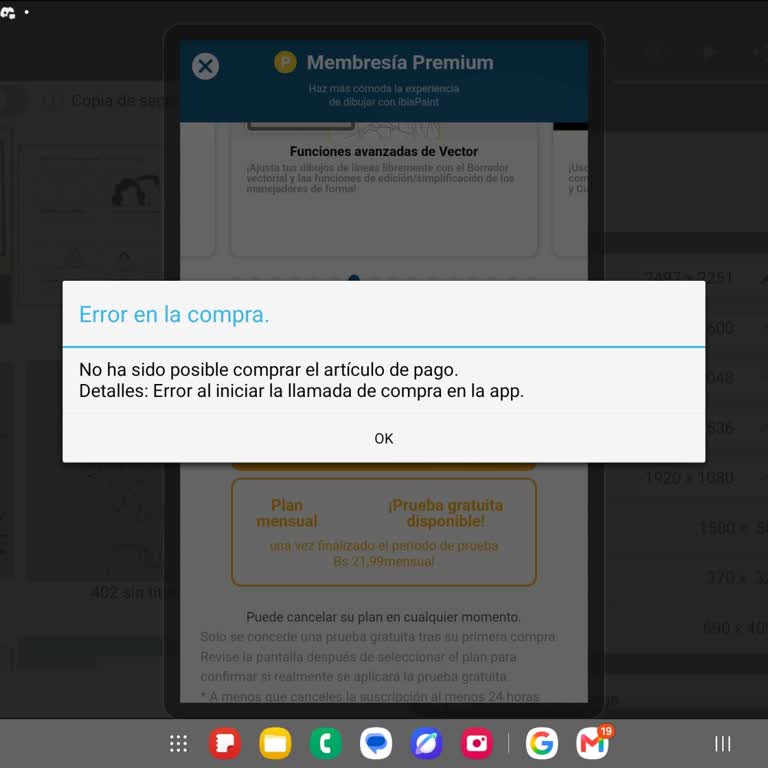 ibisPaint, imposibilidad de procesar pago de membresía Premium, pido ayuda