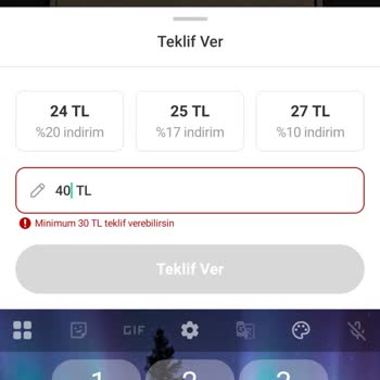 Zebra Ürünün Teklifinde Minimum Tutar Üzerine Teklif Verilemiyor Sistem Hatası