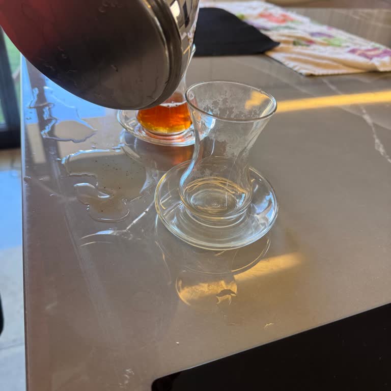 Jumbo Lizbon Çaydanlıkta Çay Dökülüyor Ve Süzgeç Hemen Tıkanıyor