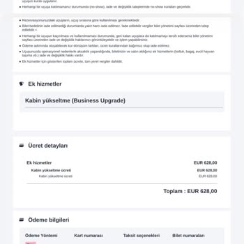 Turkish Airlines Business Upgrade bezahlt aber nicht erhalten