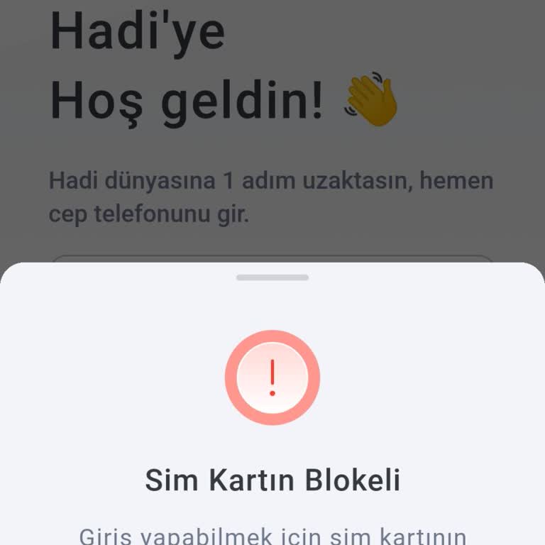 Sim Kart Blokeli Hadi Uygulamasına Giriş Yapamıyor Ve 1000 TL Paramı Kullanamıyorum